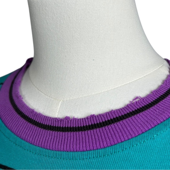 Vintage Teal and Purple Striped Sweatshirt - Picture 2 of 3